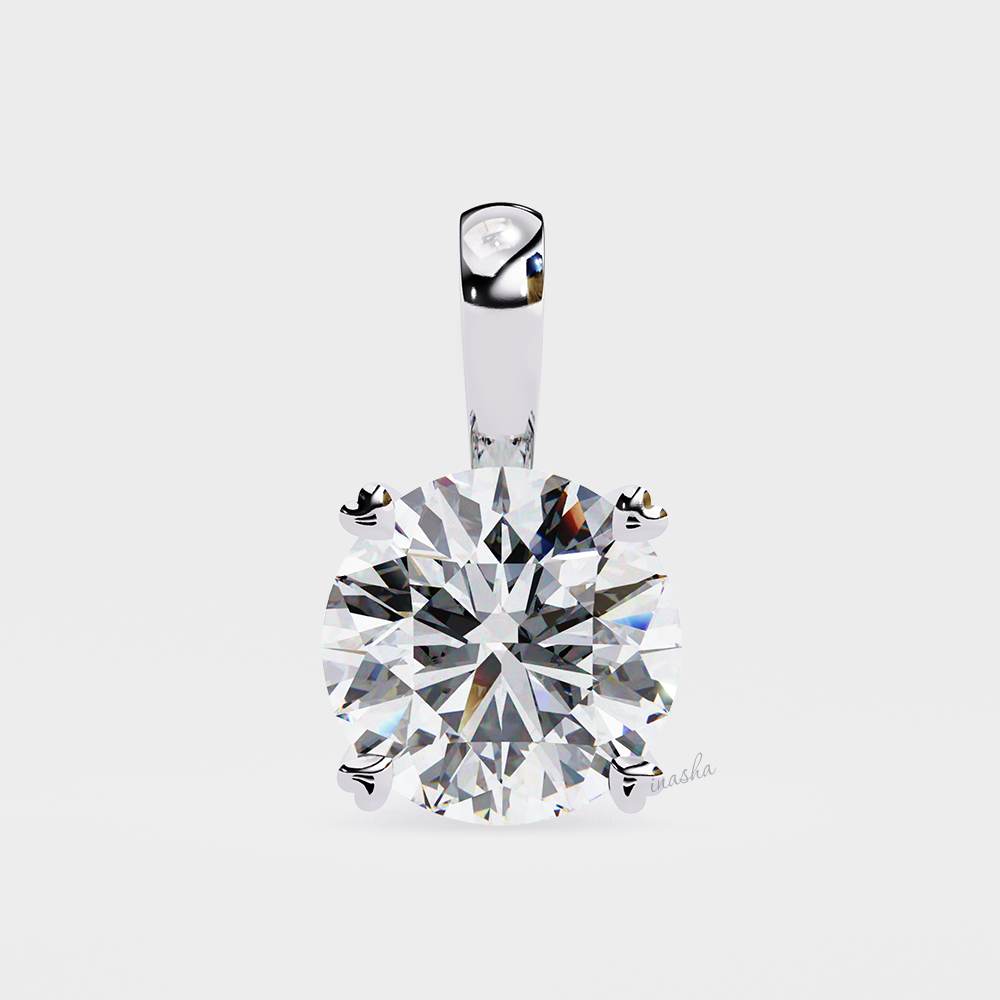 Certified lab grown round cut diamond pendant necklace white gold