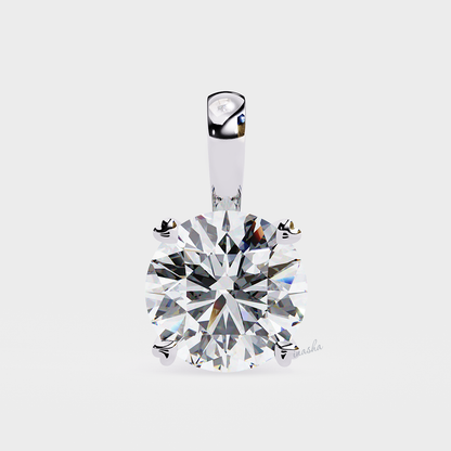 Certified lab grown round cut diamond pendant necklace white gold