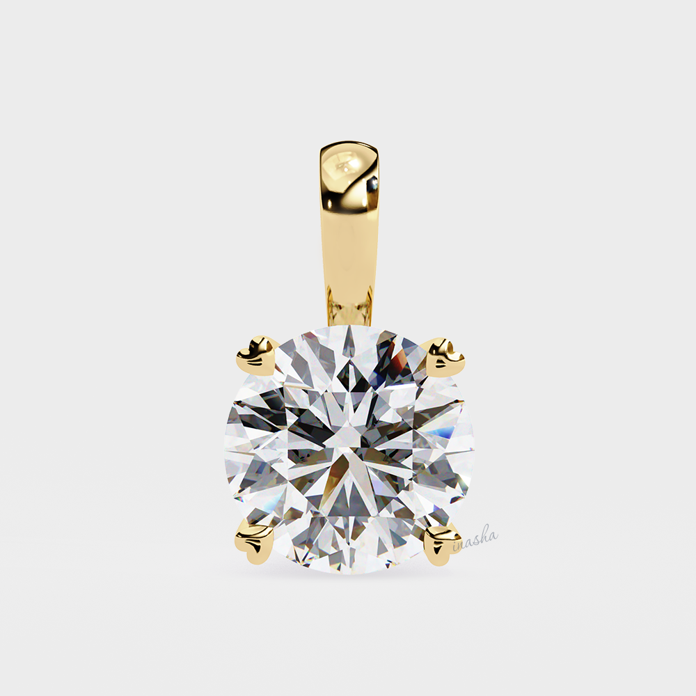 Certified lab grown round cut diamond pendant necklace yellow gold