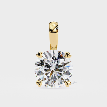 Certified lab grown round cut diamond pendant necklace yellow gold