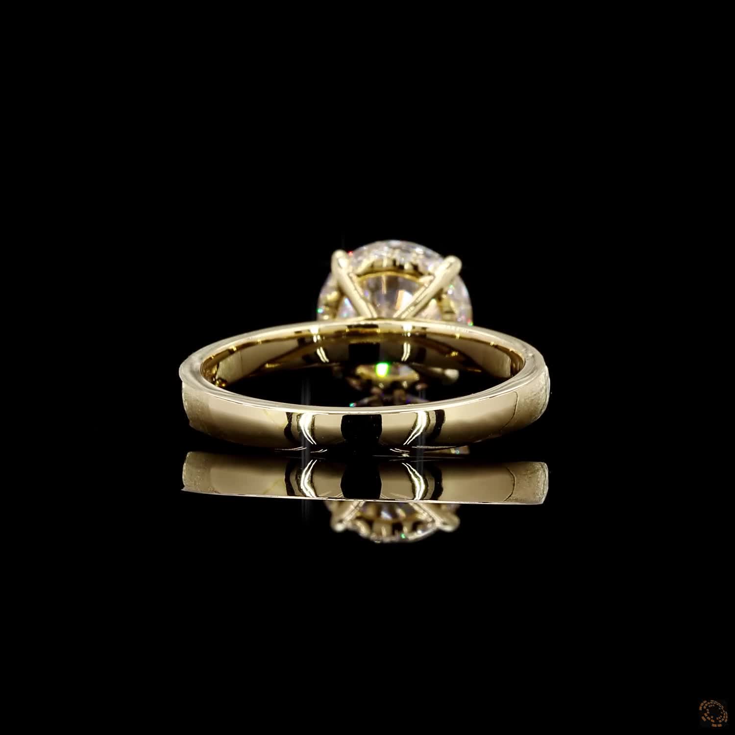 Luxury yellow gold lab grown diamond ring round baguette design