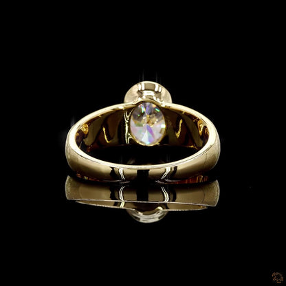 Elegant yellow gold lab grown oval diamond ring