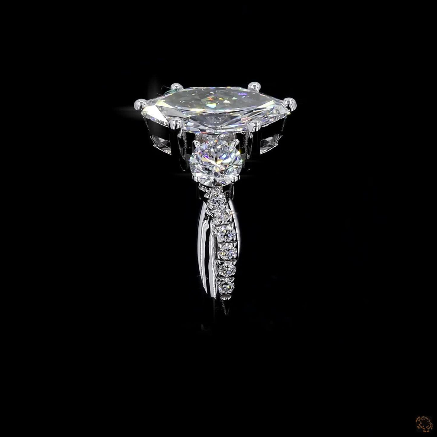 ethical lab grown marquise cut diamond ring white gold