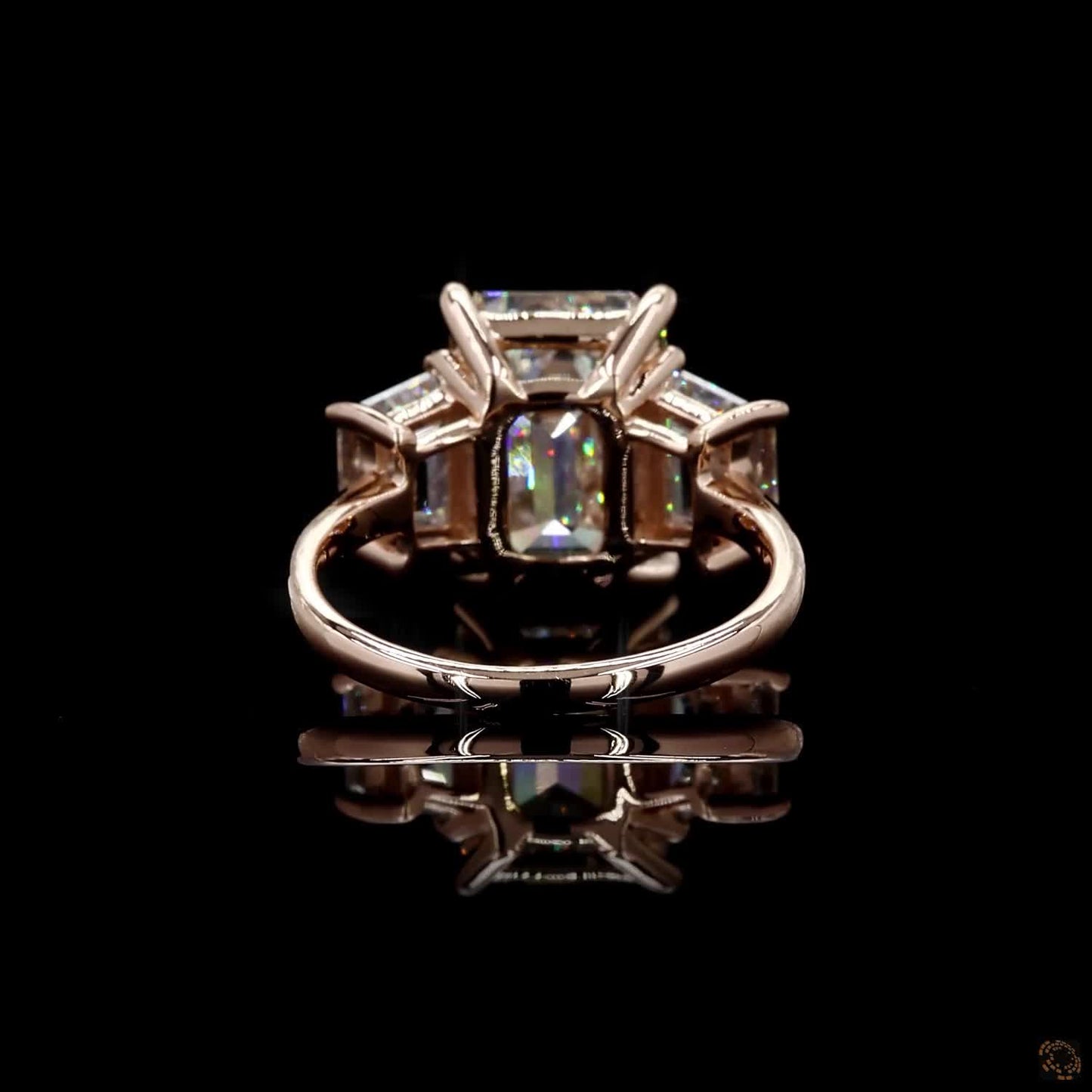 Luxury rose gold lab grown diamond three stone ring