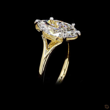 Marquise cut lab grown diamond ring yellow gold