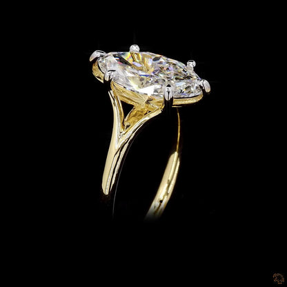 Marquise cut lab grown diamond ring yellow gold