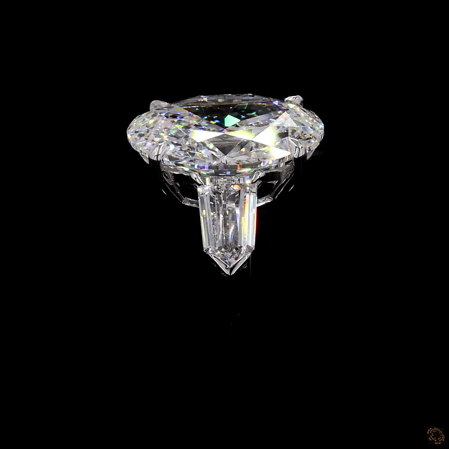 Luxury white gold lab grown diamond oval bullet ring