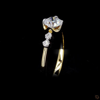 Round cut lab grown diamond ring yellow gold