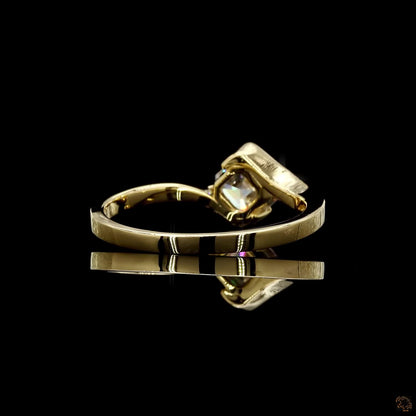 Elegant yellow gold lab grown asscher diamond ring