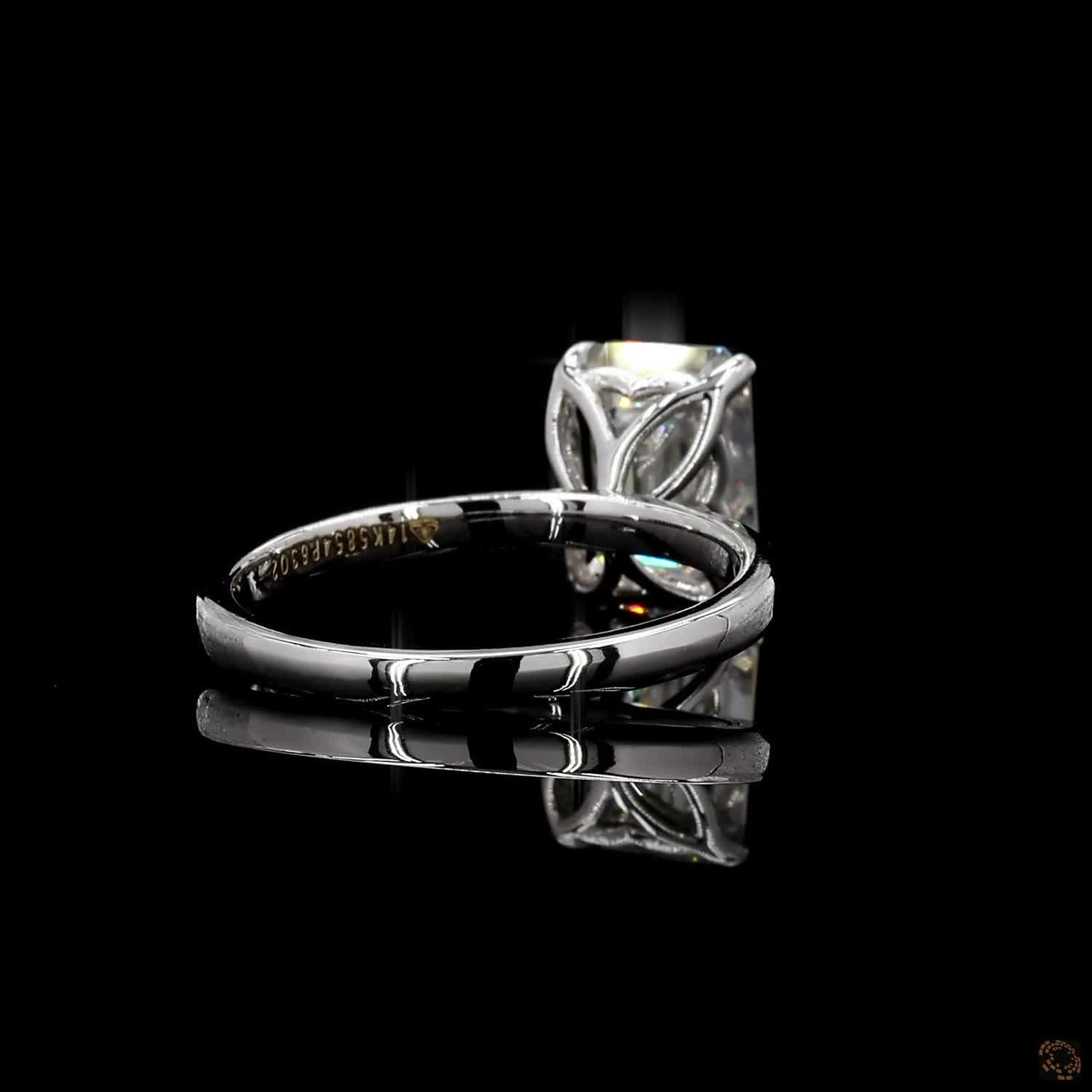 hallmark white gold emerald cut diamond ring