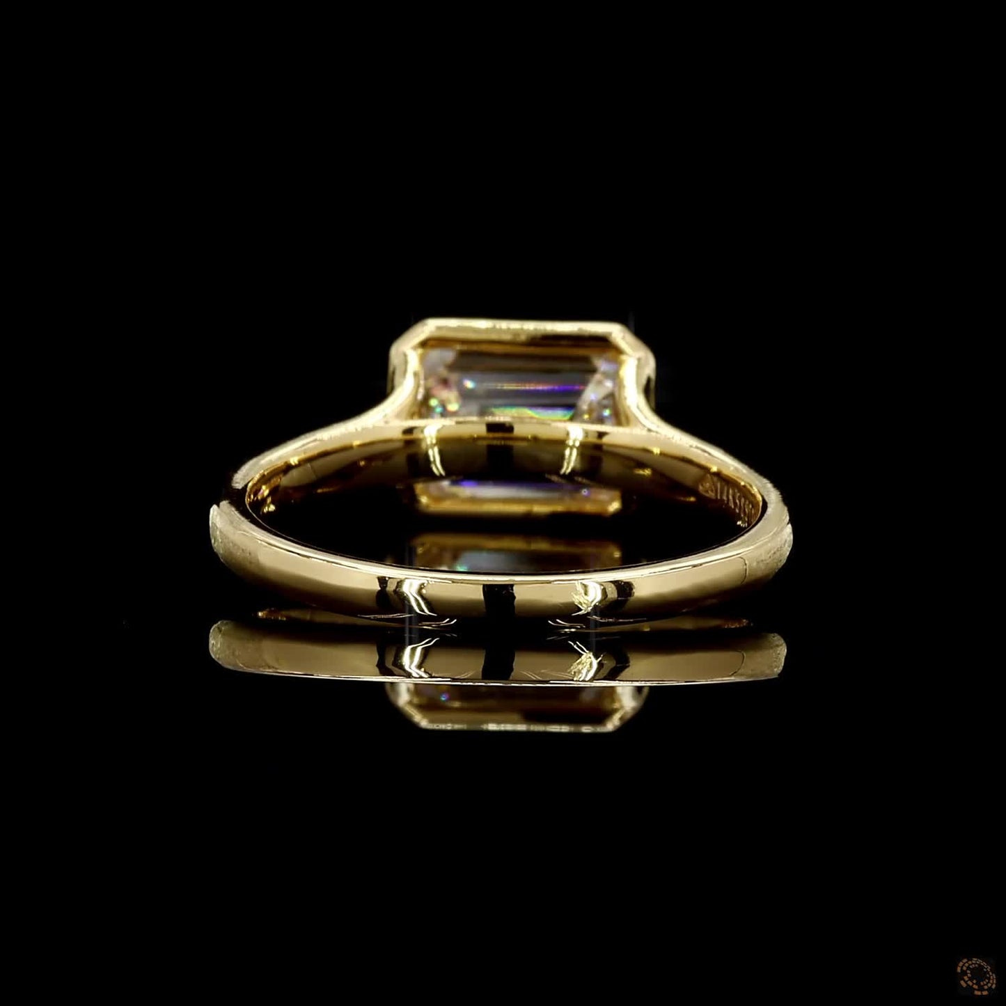hallmark yellow gold emerald cut diamond ring