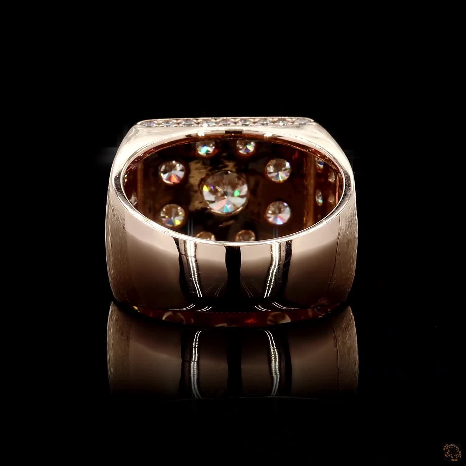 Modern men’s round cut diamond ring
