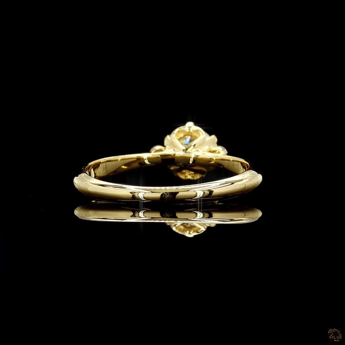 ethical lab grown diamond ring three stone yellow gold