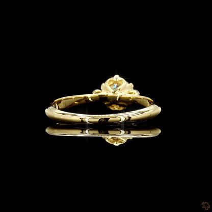 ethical lab grown diamond ring three stone yellow gold