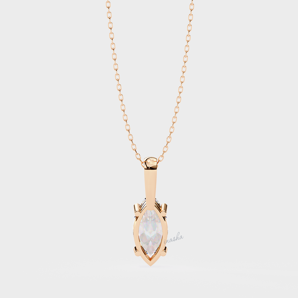 Premium lab grown marquise cut solitaire pendant rose gold