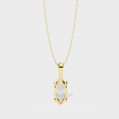 Premium lab grown marquise cut solitaire pendant yellow gold