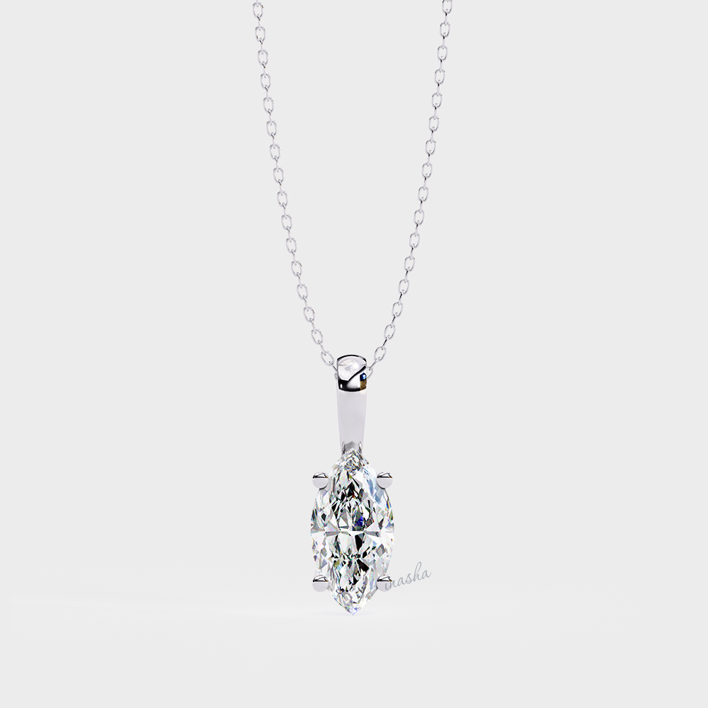 Certified lab grown marquise cut diamond pendant necklace white gold