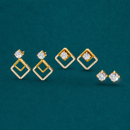 2 Carat Round Cut Lab Grown Diamond Convertible Earrings in 14K Yellow Gold