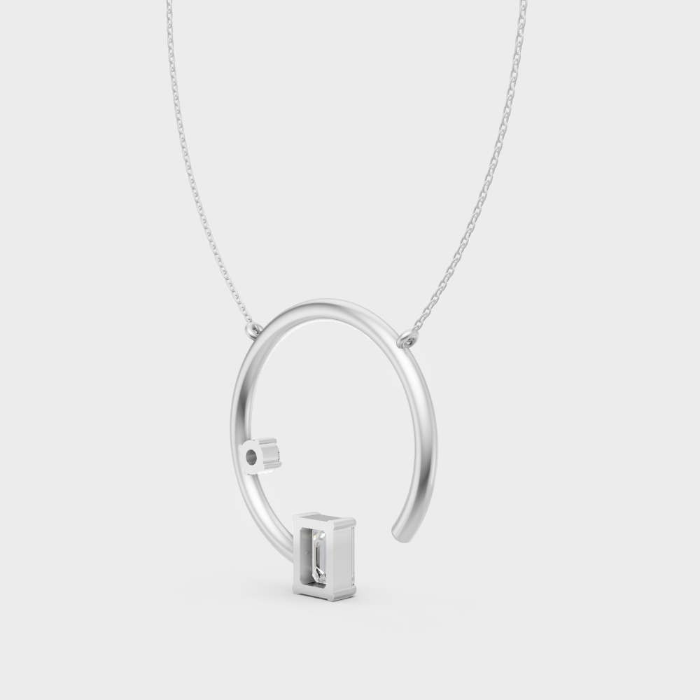 Fine Jewelry Lab-Grown Emerald & Round Diamond Pendant Necklace In Platinum