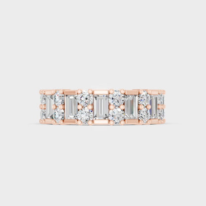 Rose Gold Round Baguette Anniversary Band Elegant Jewelry