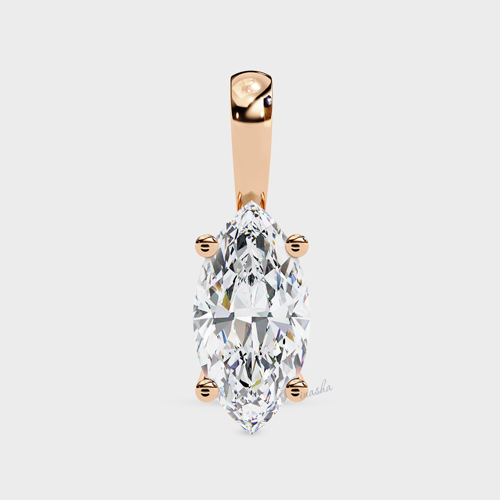 Certified lab grown marquise cut diamond pendant necklace rose gold