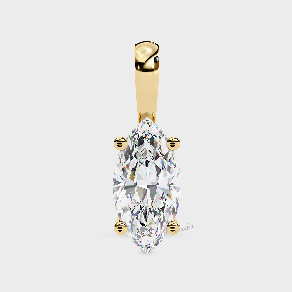 Certified lab grown marquise cut diamond pendant necklace yellow gold