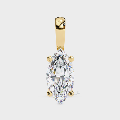 Certified lab grown marquise cut diamond pendant necklace yellow gold