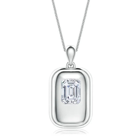 2 Carat Emerald-Cut Lab Grown Diamond Men’s Pendant with Chain in