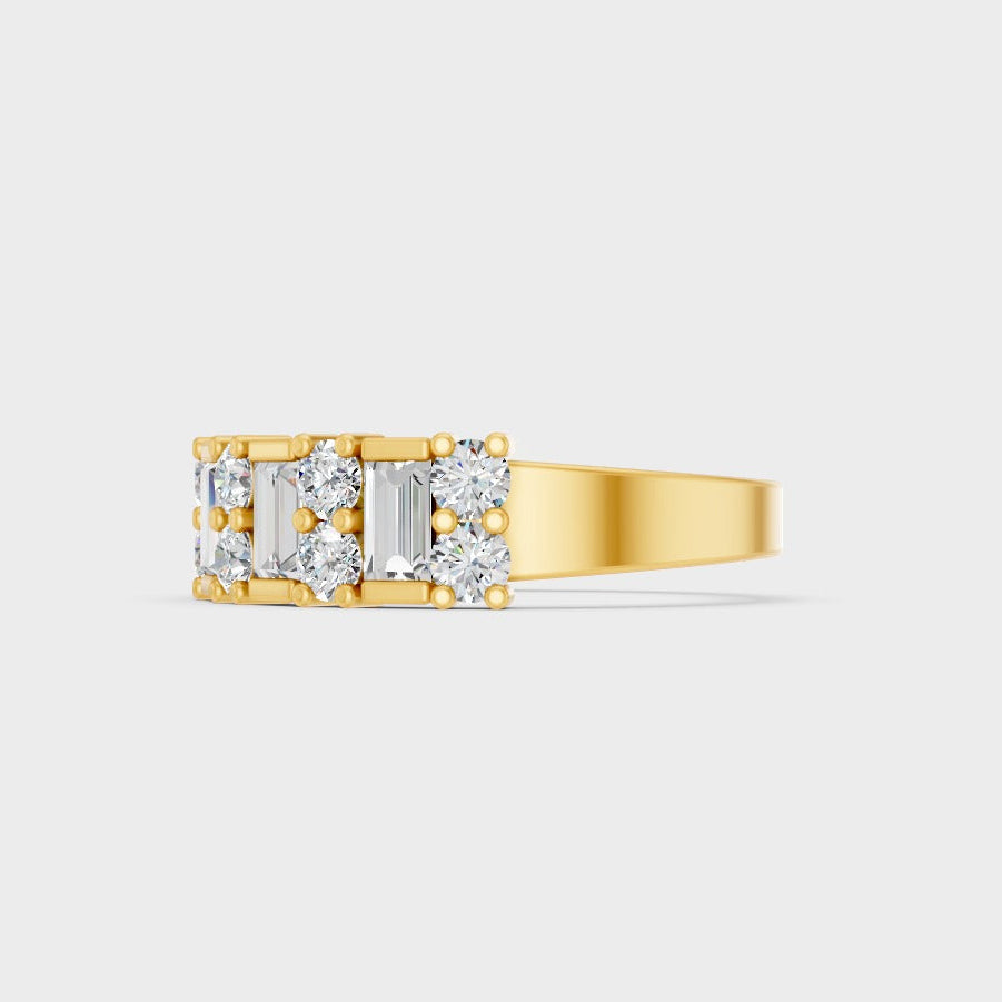 Yellow Gold Round Diamond Wedding Band Luxury Style