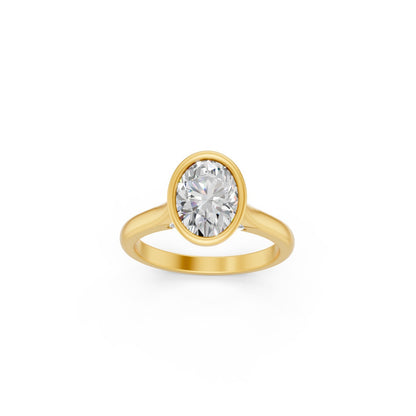 1.1 Ct Oval and Round Cut Lab Grown Diamond Ring in 18K Yellow Gold