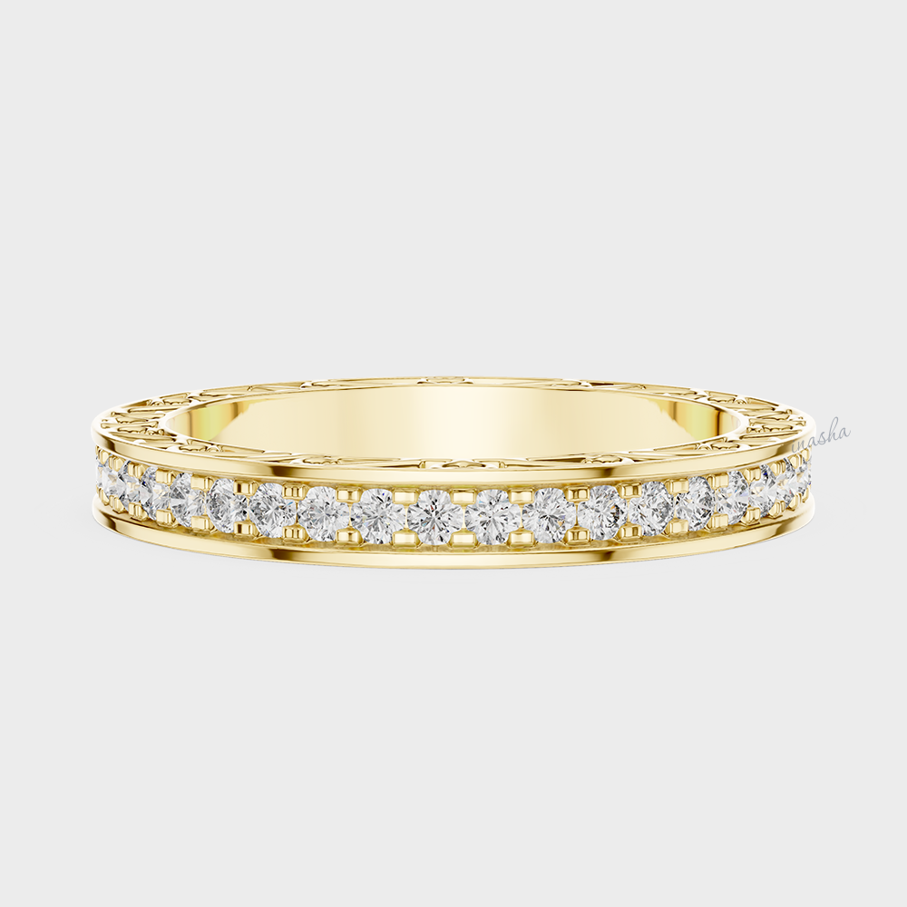 Yellow gold lab grown diamond band