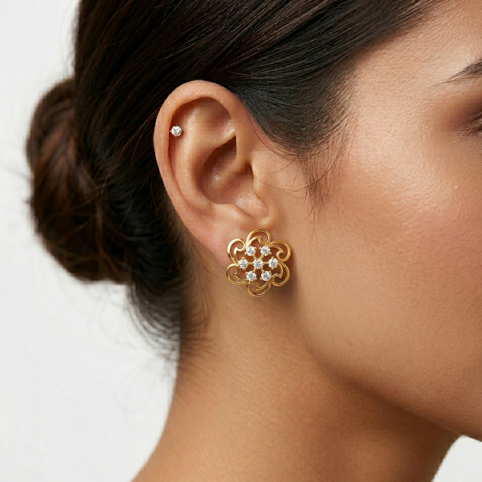 0.50 Ct total lab-grown round diamond stud earrings (0.25 Ct each), GLI certified, set in hallmarked 9K, 14K, 18K gold or 950 platinum, designed for ethical luxury and everyday brilliance.