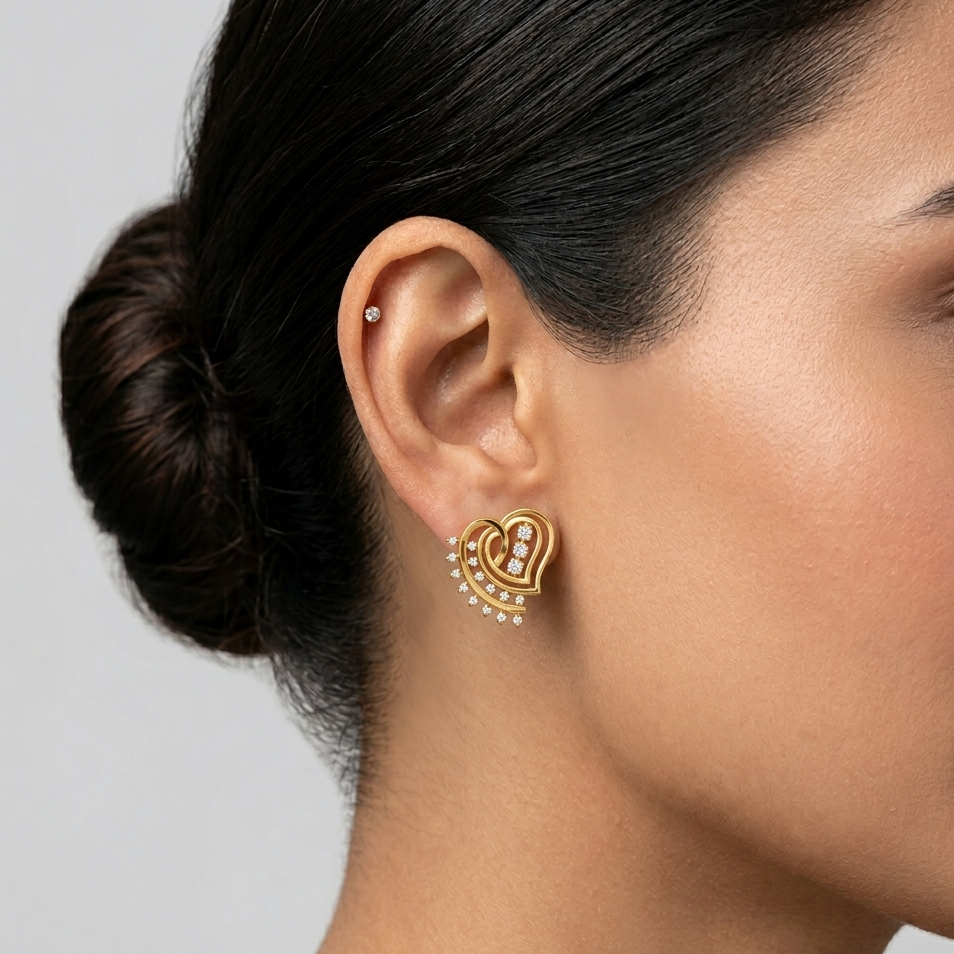 0.44 Ct total lab-grown round diamond stud earrings (0.22 Ct each), GLI certified, set in hallmarked 9K, 14K, 18K gold or 950 platinum, designed for ethical luxury and everyday brilliance.