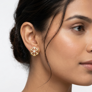 0.60 Ct total lab-grown round diamond stud earrings (0.30 Ct each), GLI certified, set in hallmarked 9K, 14K, 18K gold or 950 platinum, designed for ethical everyday brilliance.