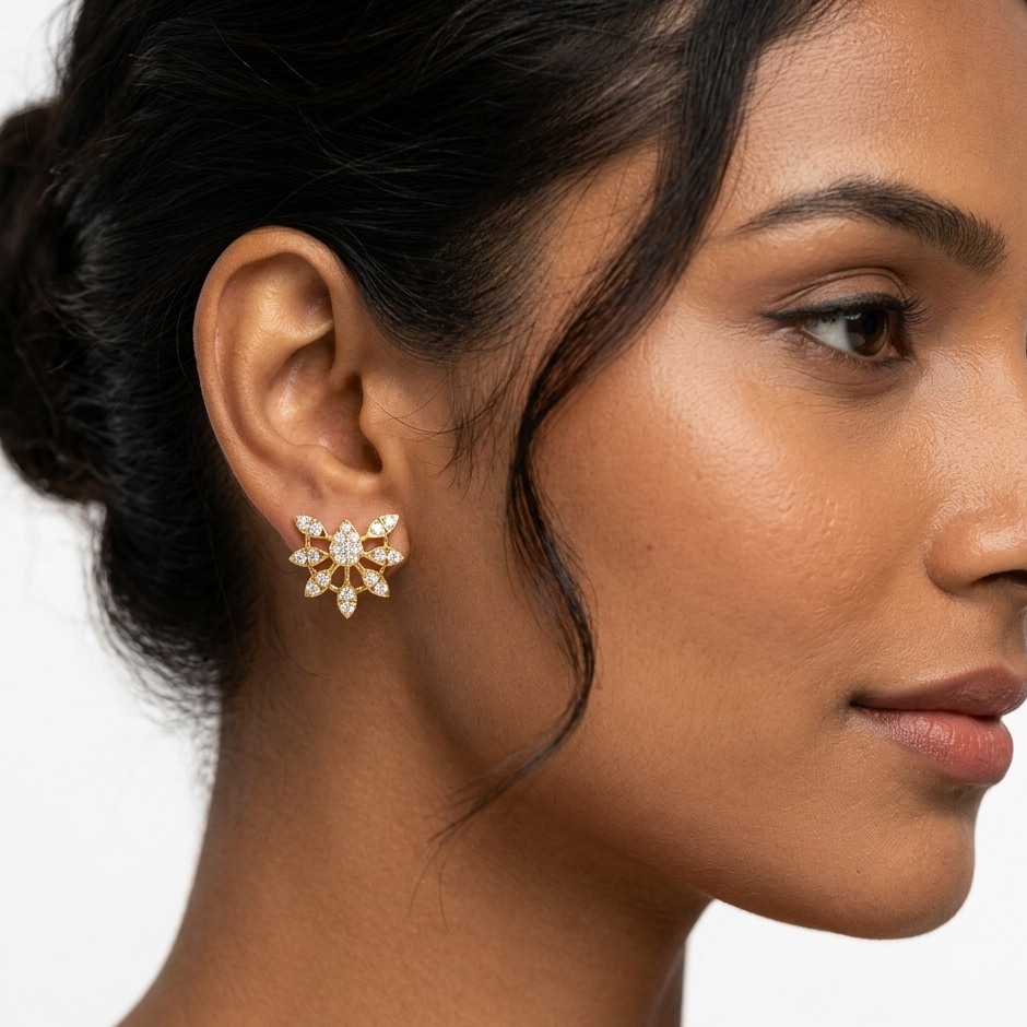 1.28 Ct total lab-grown round diamond stud earrings (0.64 Ct each), GLI certified, set in hallmarked 9K, 14K, 18K gold or 950 platinum, designed for ethical luxury and everyday sparkle.