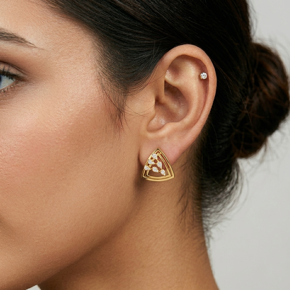 0.36 Ct total lab-grown round diamond stud earrings (0.18 Ct each), GLI certified, set in hallmarked 9K, 14K, 18K gold or 950 platinum, ethical luxury jewelry.
