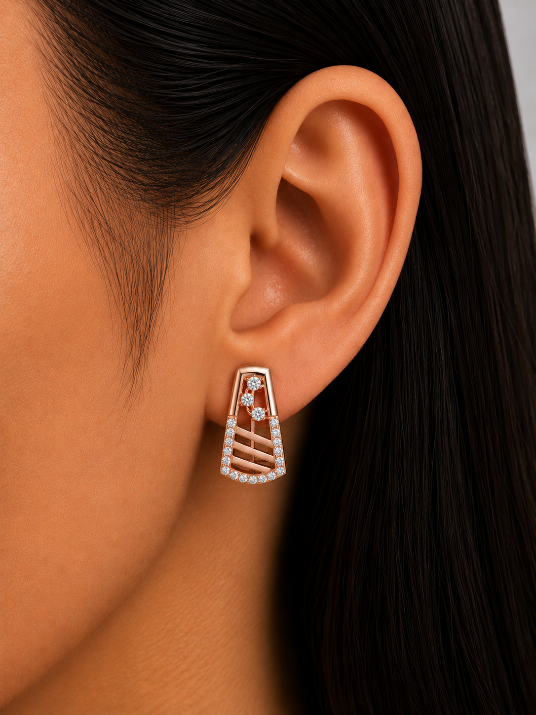9K Rose Gold Lab-Grown Diamond Hoops