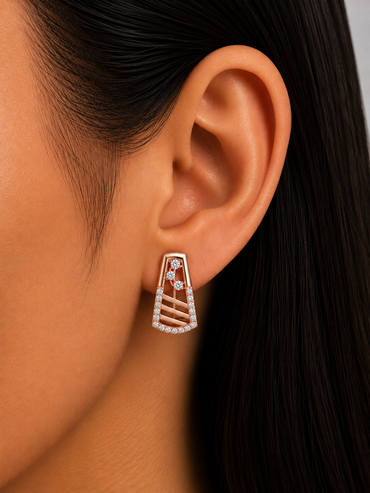 9K Rose Gold Lab-Grown Diamond Hoops