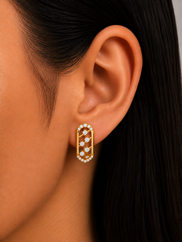 14K Yellow Gold Lab-Grown Diamond Hoop Earrings 