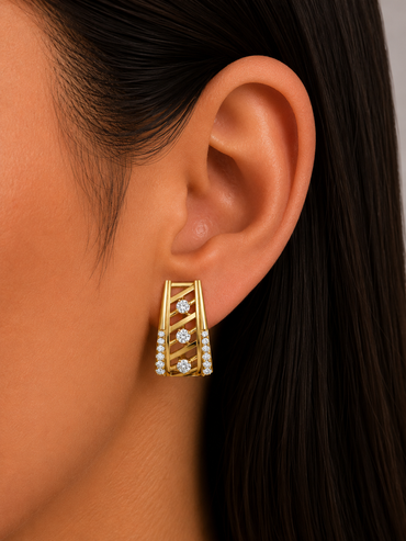 9K Yellow Gold Lab-Grown Diamond Hoop Earrings 