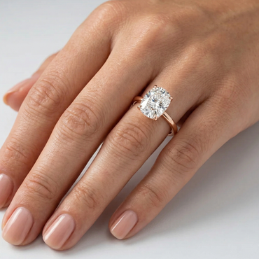 Rose Gold Hidden Halo Ring Featuring  Cushion Diamond