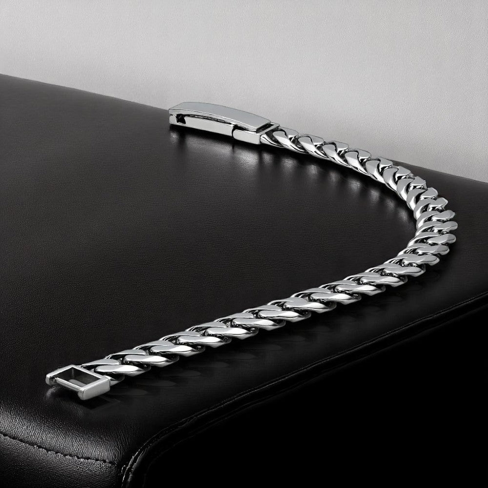 Luxury men’s platinum Miami Cuban hollow bracelet
