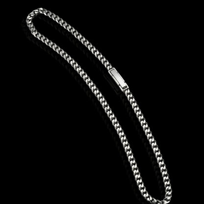 Polished platinum Miami Cuban link necklace men