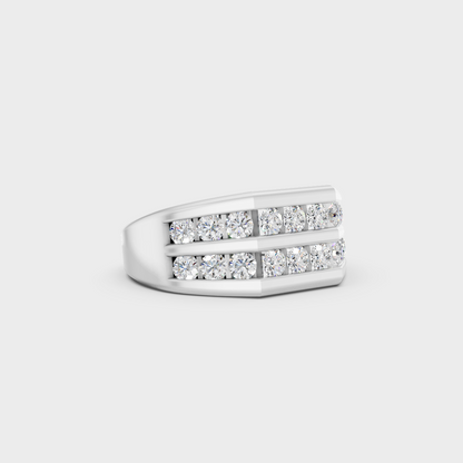 Distinctive 1.82 Ct Round-Cut Lab-Grown Diamond Men's Band in 18K Rose Gold.