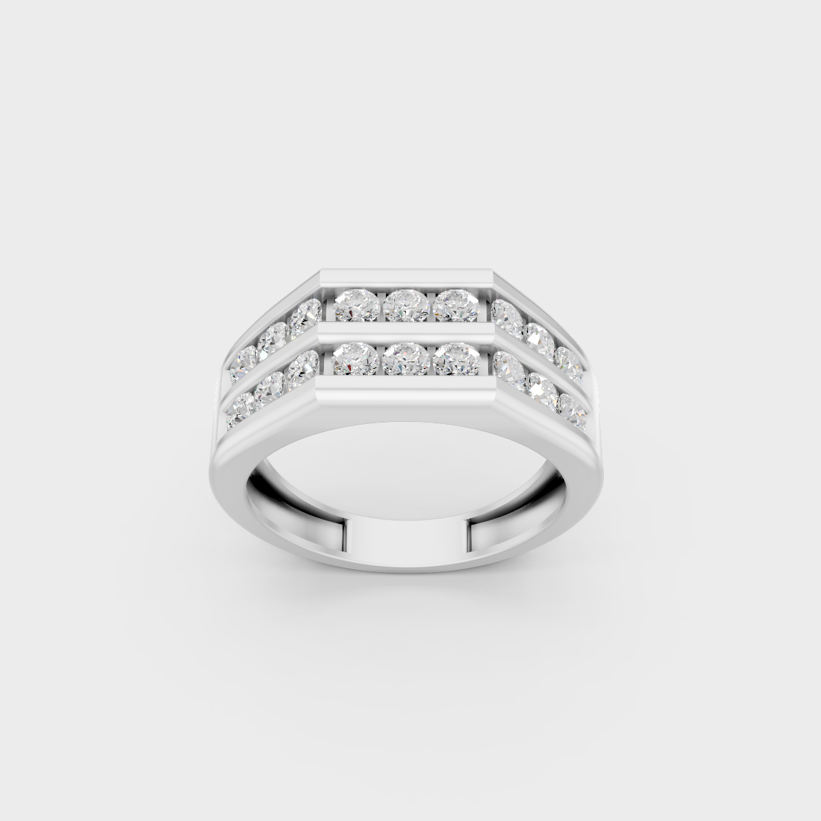 High-Durability 1.82 Ct Round Lab-Grown Diamond Men's Wedding Ring, premium 950 Platinum.