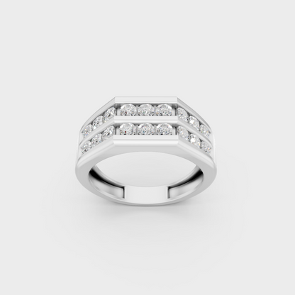 High-Durability 1.82 Ct Round Lab-Grown Diamond Men's Wedding Ring, premium 950 Platinum.