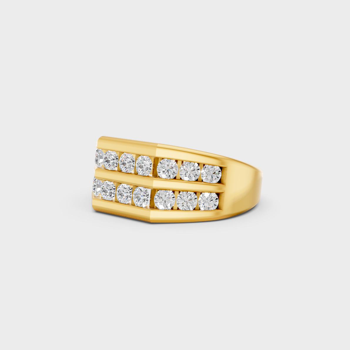 Certified 1.82 Ct Round-Cut Lab-Grown Diamond Men's Band in 18K Yellow Gold.