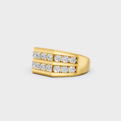 Certified 1.82 Ct Round-Cut Lab-Grown Diamond Men's Band in 18K Yellow Gold.
