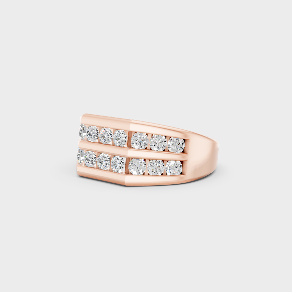 Certified 1.82 Ct Round-Cut Lab-Grown Diamond Men's Band in 18K White Gold.