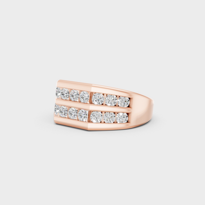 Certified 1.82 Ct Round-Cut Lab-Grown Diamond Men's Band in 18K White Gold.